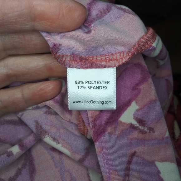 Expected By Lilac Clothing Berry Abstract, Jersey Knit Faux Wrap Nursing Dress - Picture 8 of 10